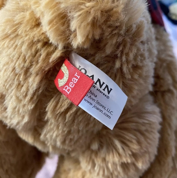 Joann Craft Store J Bear Brown Bear Christmas Red Plaid Scarf Bow 2017 Plush 11” - Picture 3 of 4